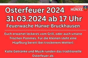 Freiwillige Feuerwehr Hünxe: FW Hünxe: Osterfeuer der Einheit Bruckhausen am 31. März 2024