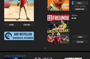 11FREUNDE: Pünktlich zum Bundesliga-Start: Die neue 11FREUNDE-App für iPad und iPhone ist da / Alle neuen Ausgaben des Magazins für Fußballkultur sind ab sofort digital erhältlich