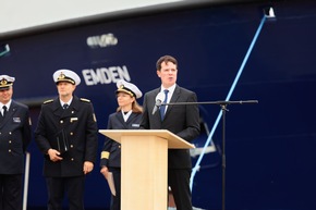 HZA-OL: Zollschiff &quot;Emden&quot; feierlich getauft und in Dienst gestellt Neues Einsatzschiff mit moderner LNG-Antriebtechnik