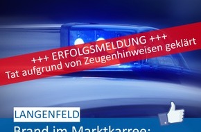 Polizei Mettmann: POL-ME: Tat geklärt: Jugendliche legten Brand im Marktkarree - Langenfeld - 2302093