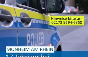 Polizei Mettmann: POL-ME: 17-Jähriger von mehreren Personen beraubt - Polizei bittet um Hinweise - Monheim am Rhein - 2405079