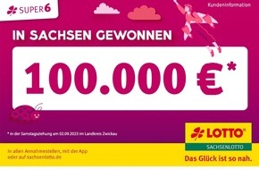 Sächsische Lotto-GmbH: Mitspieler aus dem Landkreis Zwickau startet mit 100.000 Euro in den September