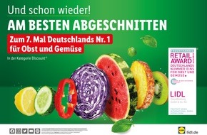 Lidl: Deutschlands Nr. 1 für Obst und Gemüse: Lidl schneidet zum 7. Mal beim "Fruchthandel Magazin Retail Award" in der Kategorie "Discount" am besten ab