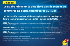 LIDL Schweiz: Lidl Suisse propose le salaire minimum le plus élevé du secteur du commerce de détail