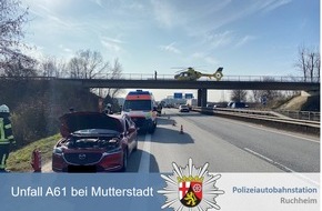Polizeidirektion Neustadt/Weinstraße: POL-PDNW: Polizeiautobahnstation Ruchheim - Auffahrunfall mit 3 Fahrzeugen und einer leichtverletzten Person auf der A61 Richtung Koblenz, bei Mutterstadt