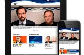 ARD Das Erste: Das Erste App ab sofort verfügbar / Das Erste zum Mitnehmen: Videos, Livestream, Programminformationen und TV-Tipps des Ersten Deutschen Fernsehens für Smartphone und Tablets (BILD)