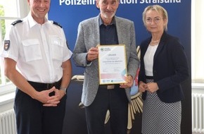 Polizeiinspektion Stralsund: POL-HST: Gemeinsame Pressemeldung zur Auszeichnung der Seniorensicherheitsberater des Landkreises Vorpommern-Rügen