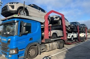 Polizeipräsidium Mittelhessen - Pressestelle: Mittelhessen: WETTERAUKREIS: + Überladen und zu hoch - Verkehrsdienst stoppt Autotransporter + Einbruch innerhalb von 20 Minuten + Klamotten gestohlen + Am Nachmittag eingebrochen + Straßenraub +