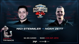 Joyn: Boxer Zuwachs für das größte Box-Spektakel Deutschlands: Nicolas Stemmler vs. Noah Zett kämpfen bei "The Great Fight Night" am 25. November 2023 live auf Joyn