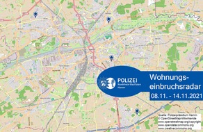 Polizeipräsidium Hamm: POL-HAM: Wohnungseinbruchsradar Hamm für die Woche vom 8. November bis 14. November 2021