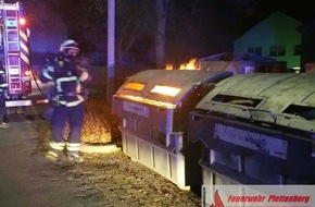 Feuerwehr Plettenberg: FW-PL: Serie von Containerbränden beschäftigte am Sonntagabend die Feuerwehr. Feuerteufel unterwegs.
