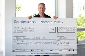 Fonds Finanz Maklerservice GmbH: Fonds Finanz Geschäftsführer Norbert Porazik engagiert sich mit 100.000 Euro Spende für Opfer der Flut-Katastrophe