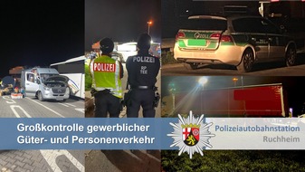 Polizeidirektion Neustadt/Weinstraße: POL-PDNW: Polizeiautobahnstation Ruchheim - Zentrale Verkehrsdienste Großkontrolle des gewerblichen grenzüberschreitenden Personen- und Güterverkehrs auf der Tank- und Rastanlage Dannstadt Ost