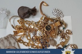 Polizeipr&auml;sidium Mannheim: POL-MA: Mannheim: Goldfarbener Schmuck aufgefunden - Eigent&uuml;mer gesucht