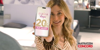 Matratzen Concord: Im Pyjama zum Preisvorteil: 20 Prozent auf den gesamten Einkauf bei Matratzen Concord / Die "Pyjama Days" finden am 27. und 28. M&auml;rz in allen Filialen in Deutschland, &Ouml;sterreich und der Schweiz statt