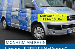 Polizei Mettmann: POL-ME: Die Polizei lädt zum Gespräch am "Streifenwagen" ein - Monheim am Rhein - 2409018