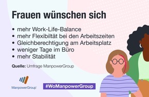 ManpowerGroup Deutschland GmbH: ManpowerGroup-Befragung "What Women Want @ Work" / Frauen wollen flexibel arbeiten / Mehr Work-Life-Balance und faire Bezahlung gewünscht