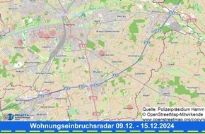 Polizeipräsidium Hamm: POL-HAM: Wohnungseinbruchsradar Hamm für die Woche vom 9. Dezember bis 15. Dezember 2024