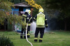 Feuerwehr Flotwedel: FW Flotwedel: Holzstapelbrand nach Lagerfeuer - Ortsfeuerwehr Oppershausen probt den Ernstfall