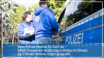 DPolG Hessen: DPolG Hessen: Eritrea-Festival in Hofheim-Wallau,"Es darf keinen inneren eritreischen Machtkampf auf deutschen Straßen geben."