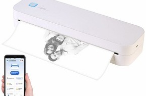 PEARL GmbH: Mobiles Drucken ohne Tinte: Callstel Mobiler Akku-Thermodrucker TD-210, Papierrolle, Windows, Mac, iOS & Android