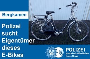 Kreispolizeibehörde Unna: POL-UN: Bergkamen - Rünthe - Polizei sucht Eigentümer eines E-Bikes