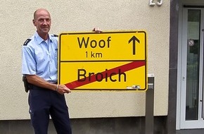 Polizei Mönchengladbach: POL-MG: Ortsschild von Broich ist wieder da