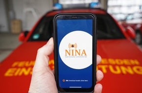 Feuerwehr Dresden: FW Dresden: NINA-Warnapp informiert ab sofort auch in der Landeshauptstadt Dresden