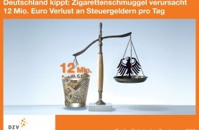 Deutscher Zigarettenverband (DZV): Deutschland kippt: Zigarettenschmuggel verursacht 12 Millionen Euro Verlust an Steuergeldern pro Tag