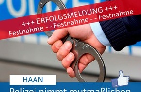 Polizei Mettmann: POL-ME: Erfolgsmeldung: Raub auf Getränkehandel aufgeklärt - Haan - 2403048