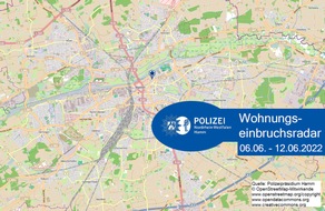 Polizeipräsidium Hamm: POL-HAM: Wohnungseinbruchsradar Hamm für die Woche vom 6. Juni bis 12. Juni 2022