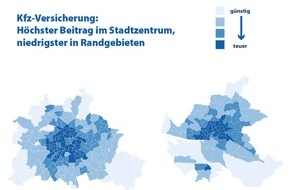 CHECK24 GmbH: Kfz-Versicherung: Preisunterschiede in derselben Stadt um bis zu 13 Prozent