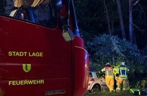Freiwillige Feuerwehr Lage: FW Lage: Einsatz nach gemeldetem Alleinunfall auf der Soorenheider Stra&szlig;e