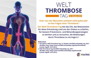 Viatris Germany GmbH: Pressemitteilung: Einer von vier Menschen weltweit stirbt jedes Jahr an den Folgen einer Thrombose