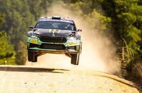 Skoda Auto Deutschland GmbH: Rallye Chile Bio Bío: Škoda Fahrer Oliver Solberg verteidigt in Südamerika die WRC2-Gesamtführung