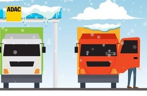 ADAC Truck Service warnt vor fliegenden Eisplatten / Eisplatten auf Lkw-Dächern können zu Geschossen werden / Die besten Tipps für die Enteisung