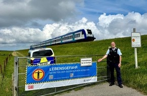 Bundespolizeiinspektion Flensburg: BPOL-FL: Hindenburgdamm - Personen und Radfahrer sorgen für Polizeieinsätze- Warnschilder angebracht