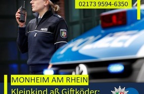 Polizei Mettmann: POL-ME: Kleinkind a&szlig; Giftk&ouml;der: Polizei ermittelt - 2604083