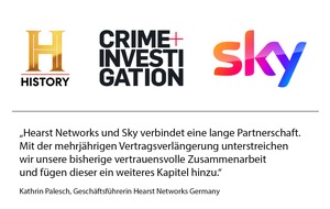 Crime + Investigation (CI): Hearst Networks und Sky Deutschland setzen Partnerschaft fort: The HISTORY Channel und Crime + Investigation auch weiterhin bei Sky