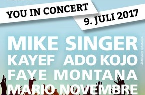 Messe Berlin GmbH: YOU in Concert - Line-Up bestätigt - Headliner: Mike Singer, KAYEF, Ado Kojo, Faye Montana und Mario Novembre