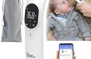 PEARL GmbH: newgen medicals Medizinisches 3in1-Infrarot-Thermometer IRT-55.app, App, Oberflächen-Messung: Schonende und verlässliche Messung der Körpertemperatur