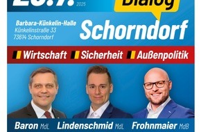 AfD-Fraktion im Landtag von Baden-Württemberg: Einladung zum Bürgerdialog der AfD-Landtagsfraktion in Schorndorf