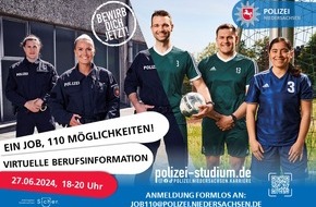Polizeidirektion Osnabrück: POL-OS: Virtuelle Berufsinformation der Polizei Niedersachsen am 27. Juni 2024 von 18:00 bis 20:00 Uhr