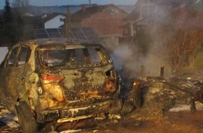 Polizeipräsidium Westpfalz: POL-PPWP: Carport und Auto abgebrannt