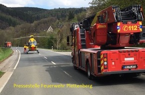 Feuerwehr Plettenberg: FW-PL: Schwerer Betriebsunfall in Plettenberg OT Stadtmitte