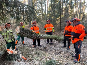 FW Lehrte: "Achtung - Baum fällt" - Stadtfeuerwehr Lehrte bildet 11 neue Motorsägenführer*innen aus