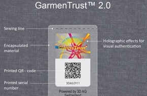 3D AG: Die 3D AG Schweiz, eine weltweit führende Hologramm- und Markenschutzfirma, lanciert GarmenTrust 2.0-Etiketten mit digitalen Smart-Label-Technologien für die Bekleidungsindustrie