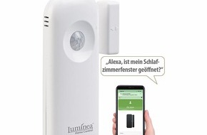 PEARL GmbH: Warnt weltweit bei offenem Fenster bzw. offener Tür und Bewegung: Luminea Home Control Smarter 2in1-WLAN-Tür-/Fenstersensor XMD-108.duo und PIR-Sensor, App, Sprachbefehl