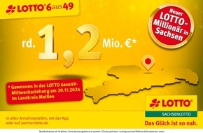 Sächsische Lotto-GmbH: Mit einem LOTTO-Sechser zum Millionengewinn im Landkreis Meißen