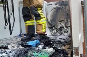 Feuerwehr Bremerhaven: FW Bremerhaven: Trockner und Wäscheständer in Flammen